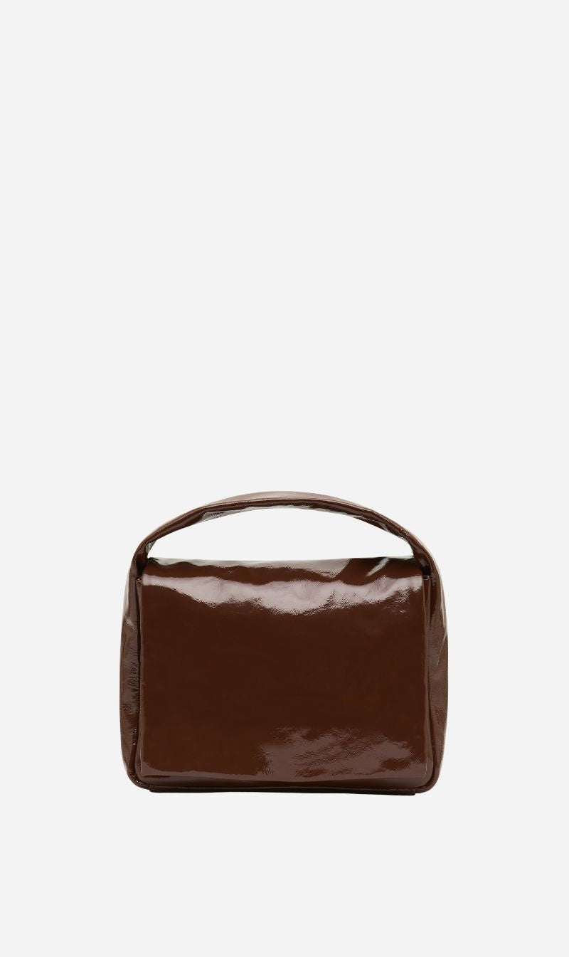 St Agni | Petit Soft Satchel - Patent Liqueur