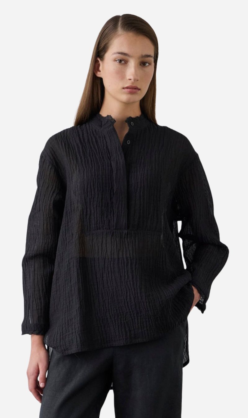 Laing | Relaxed Bib Front Shirt - Black
