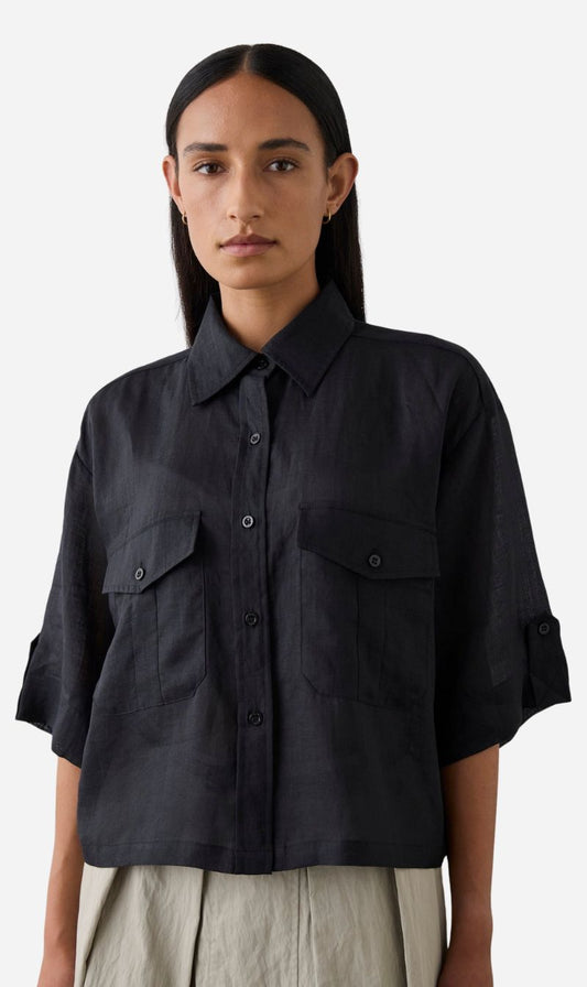 Laing | Cropped Tab Shirt - Black