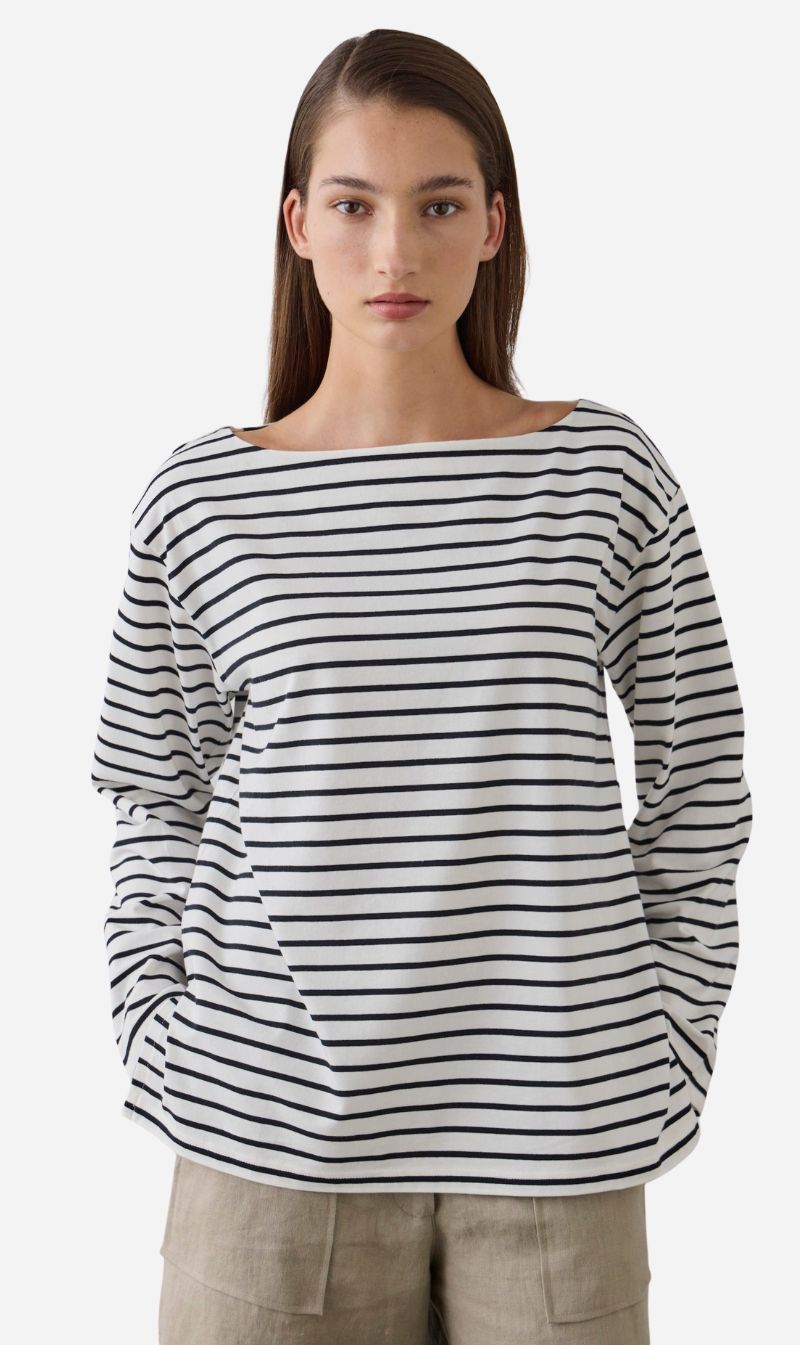 Laing | Striped Long Sleeve T.Shirt - Black/Ecru