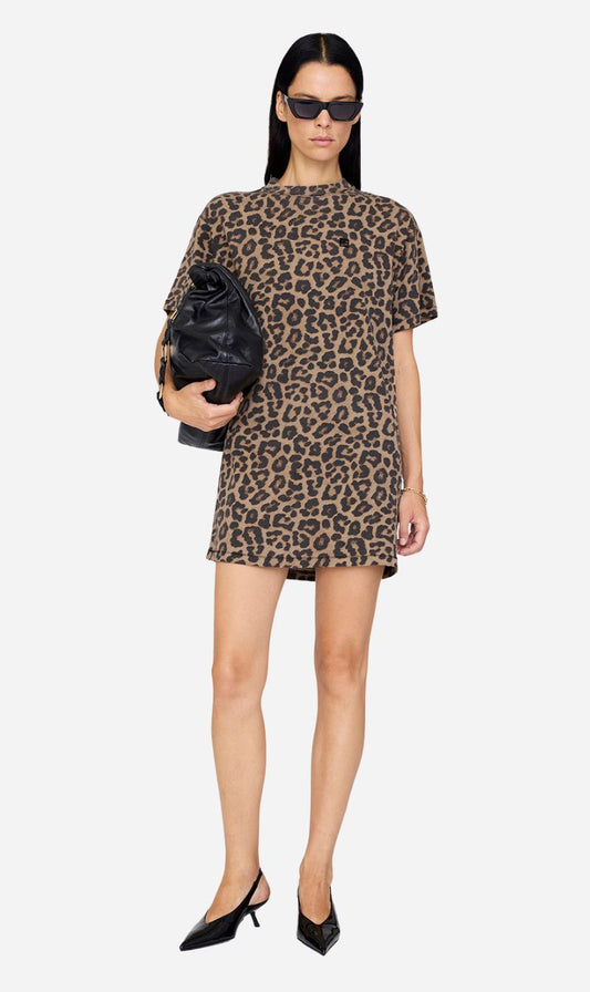 Anine Bing | Beth Mini Dress - Black & Brown Leopard