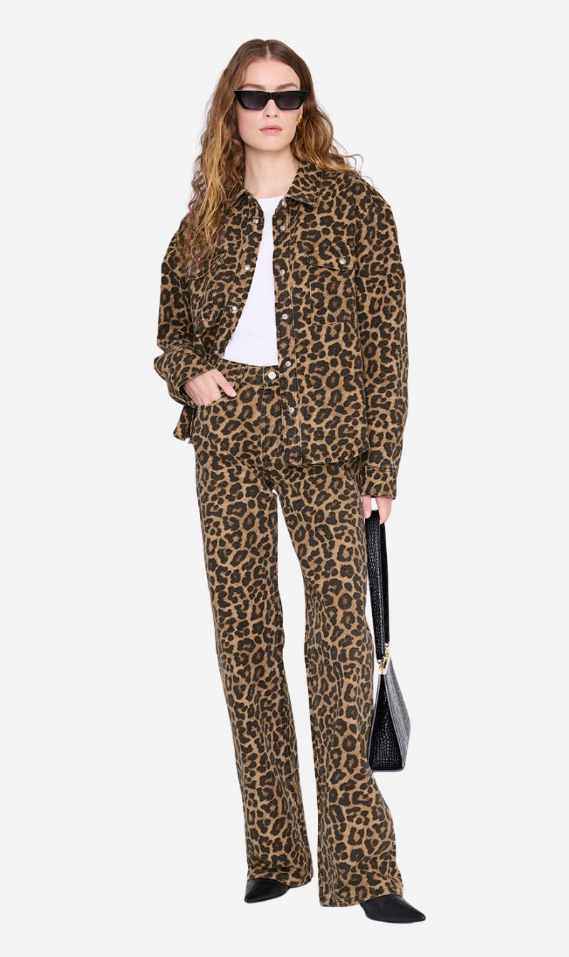 Anine Bing | Paxton Shirt - Black & Brown Leopard