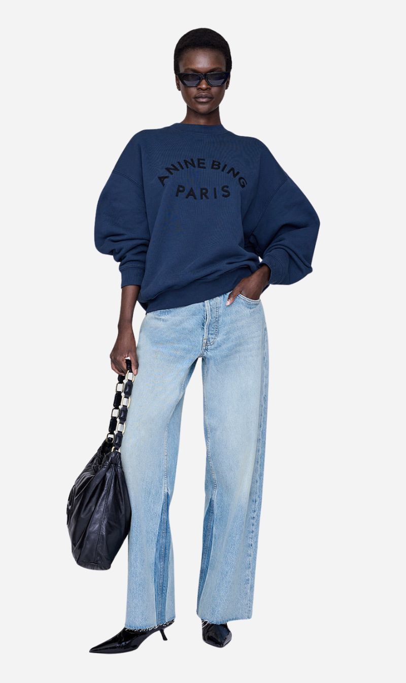 Anine Bing | Jaci Sweatshirt Paris - Washed Navy