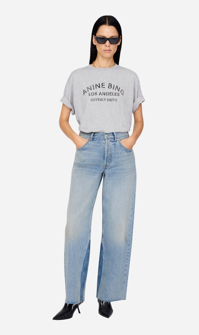 Anine Bing | Cohen Tee LA Stencil - Medium Heather Grey