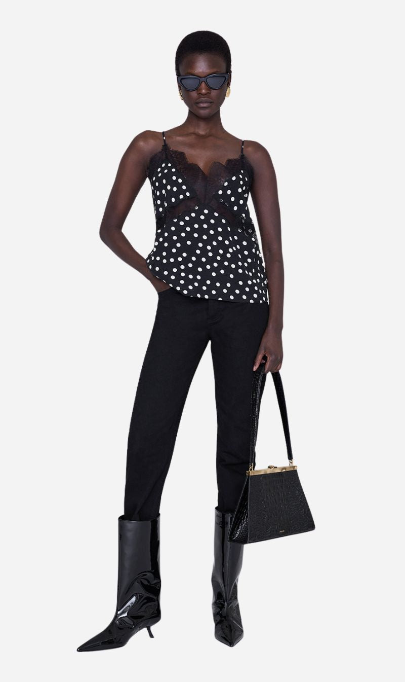 Anine Bing | Amelie Camisole - Black & White Dot Jacquard