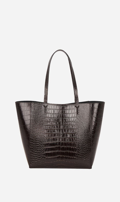 Anine Bing | Small Elly Tote - Dark Brown Embossed