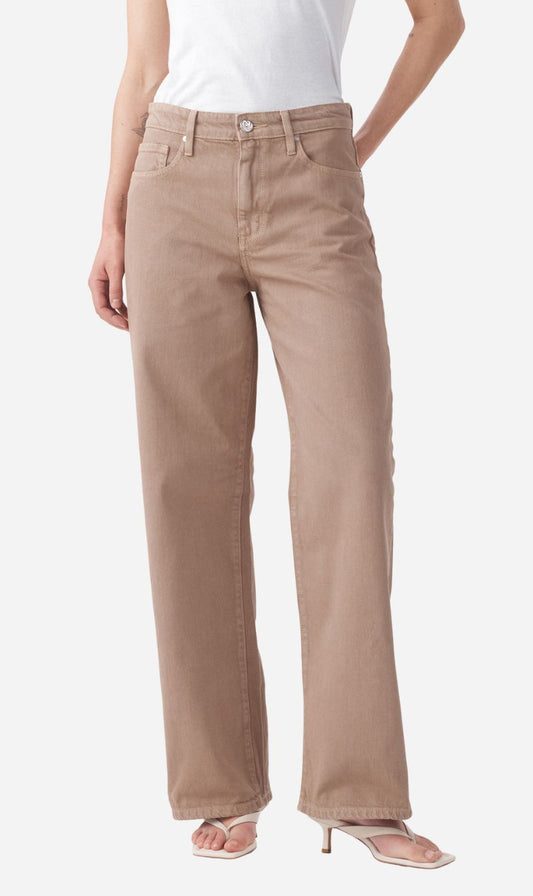 Outland Denim | Olive Mid Slouchy Wide Jean - Mushroom