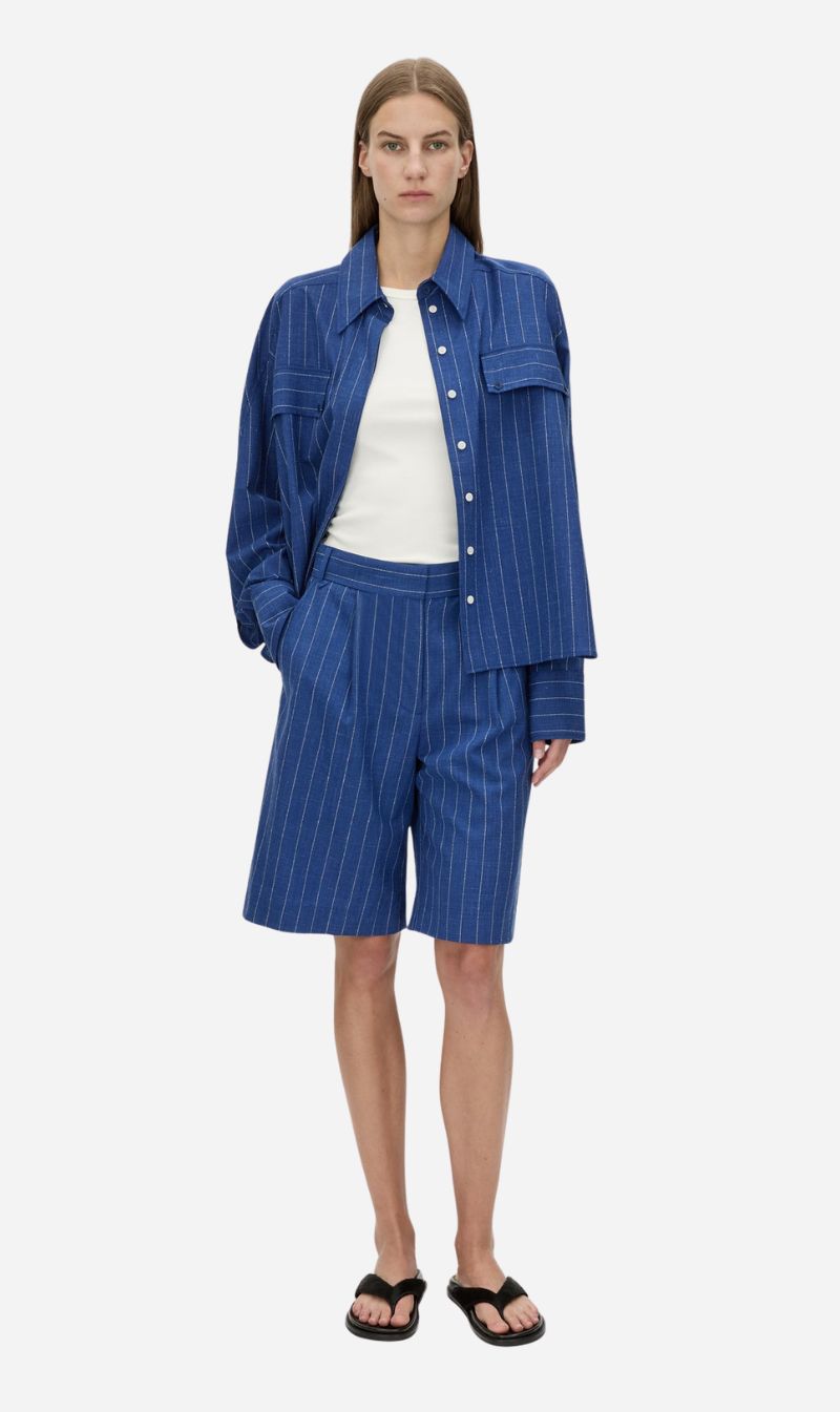 Camilla and Marc | Alberto Short - Blue White Stripe