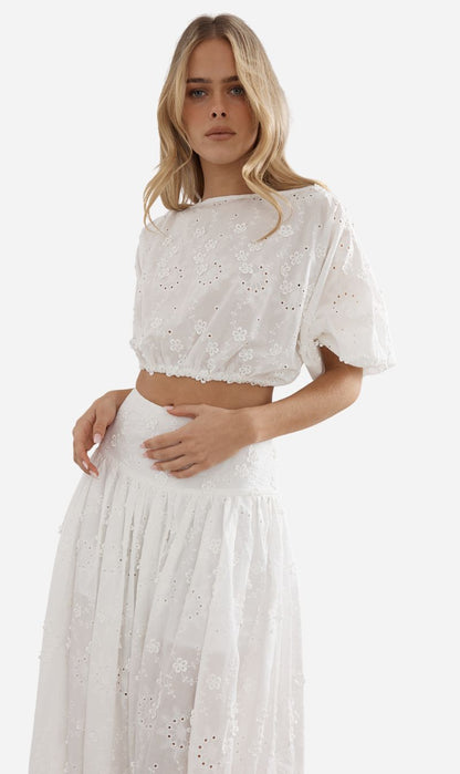 Caitlin Crisp | Coastline Crop - White Broderie