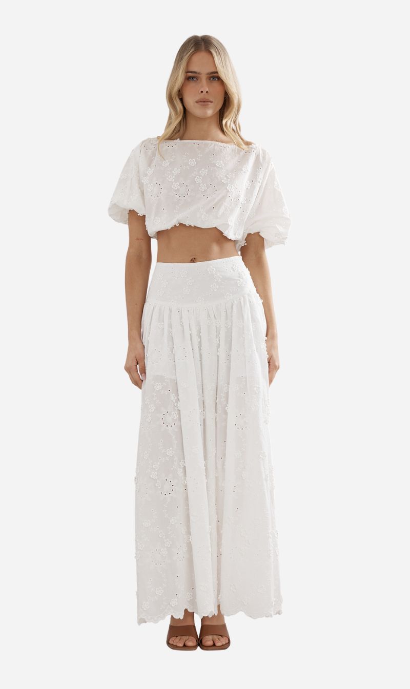 Caitlin Crisp | Capri Skirt - White Broderie