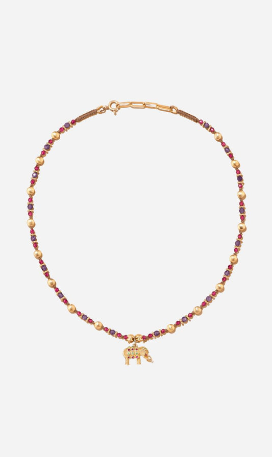 Tityaravy | Gaja Necklace - Amethyst Ruby Beige