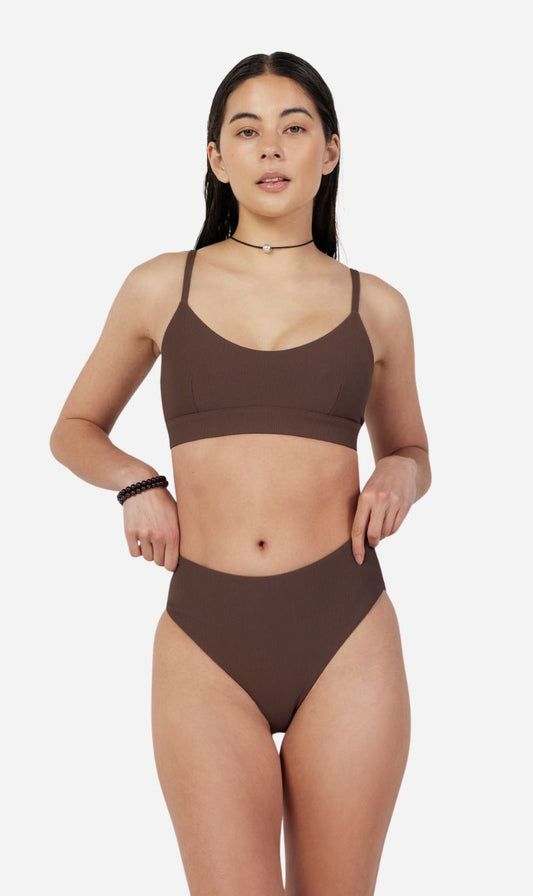Dear Dylan | High Rise Swim Brief - Umber Rib