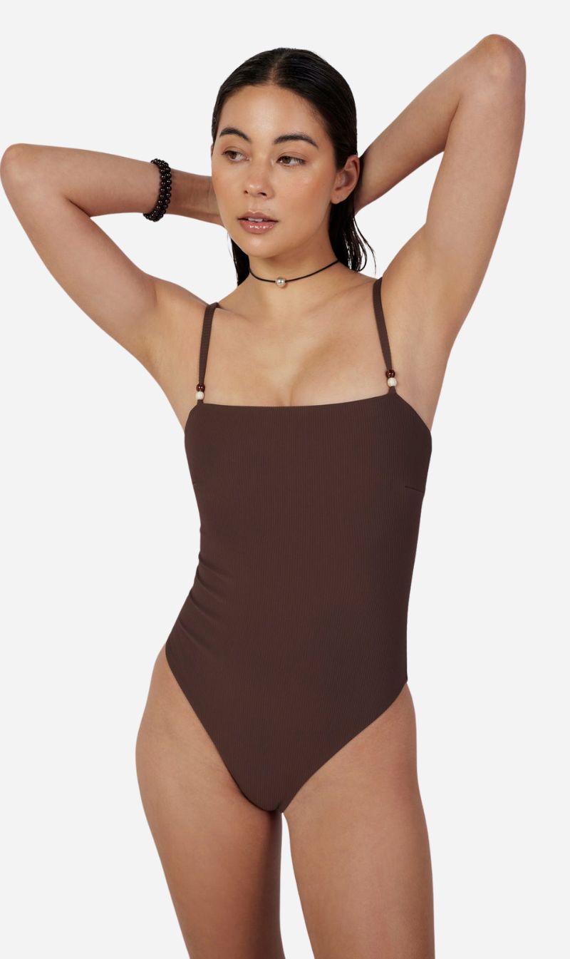 Dear Dylan | Swim One Piece - Umber Rib