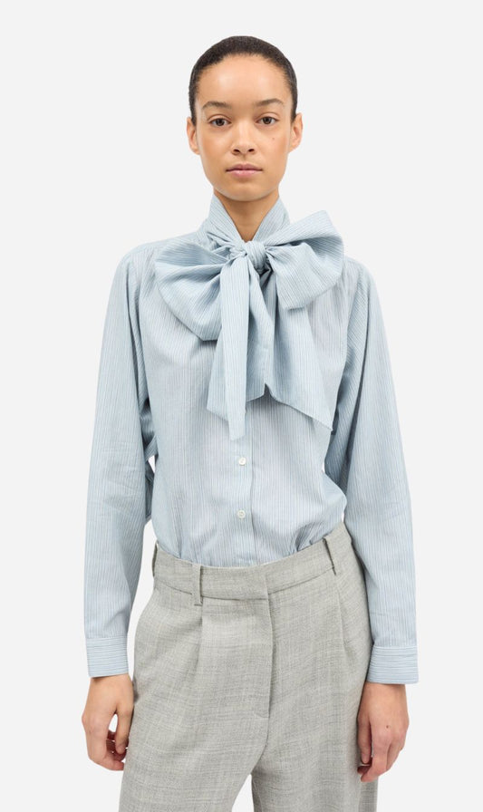 Skall Studio | Dalia Bow Shirt - Tiny Blue