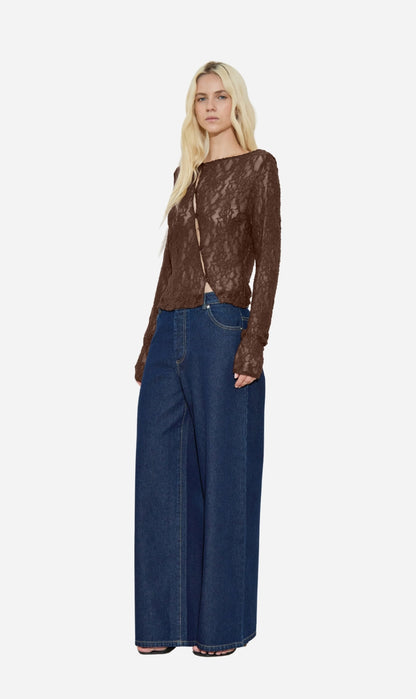 Maison Essentiele | Asymemetric Lace Top - Chocolate