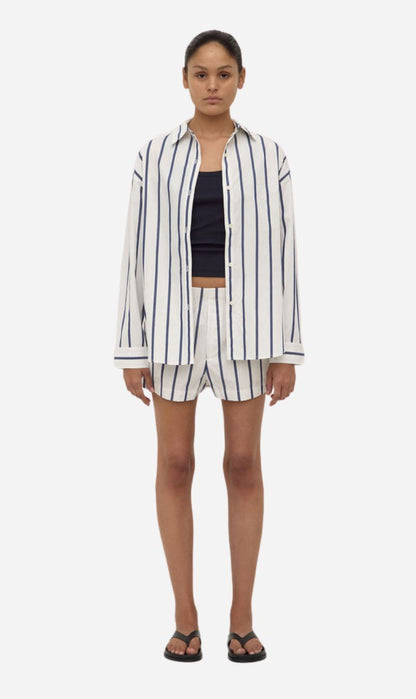 Assembly Label | Nara Stripe Ls Shirt - White/True Navy