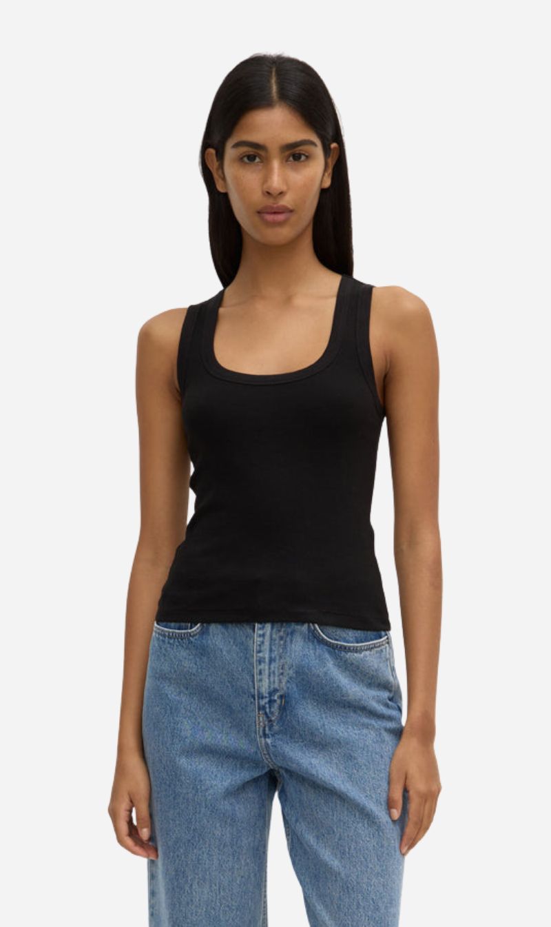 Assembly Label | Robyn Scoop Neck Rib Tank - Black