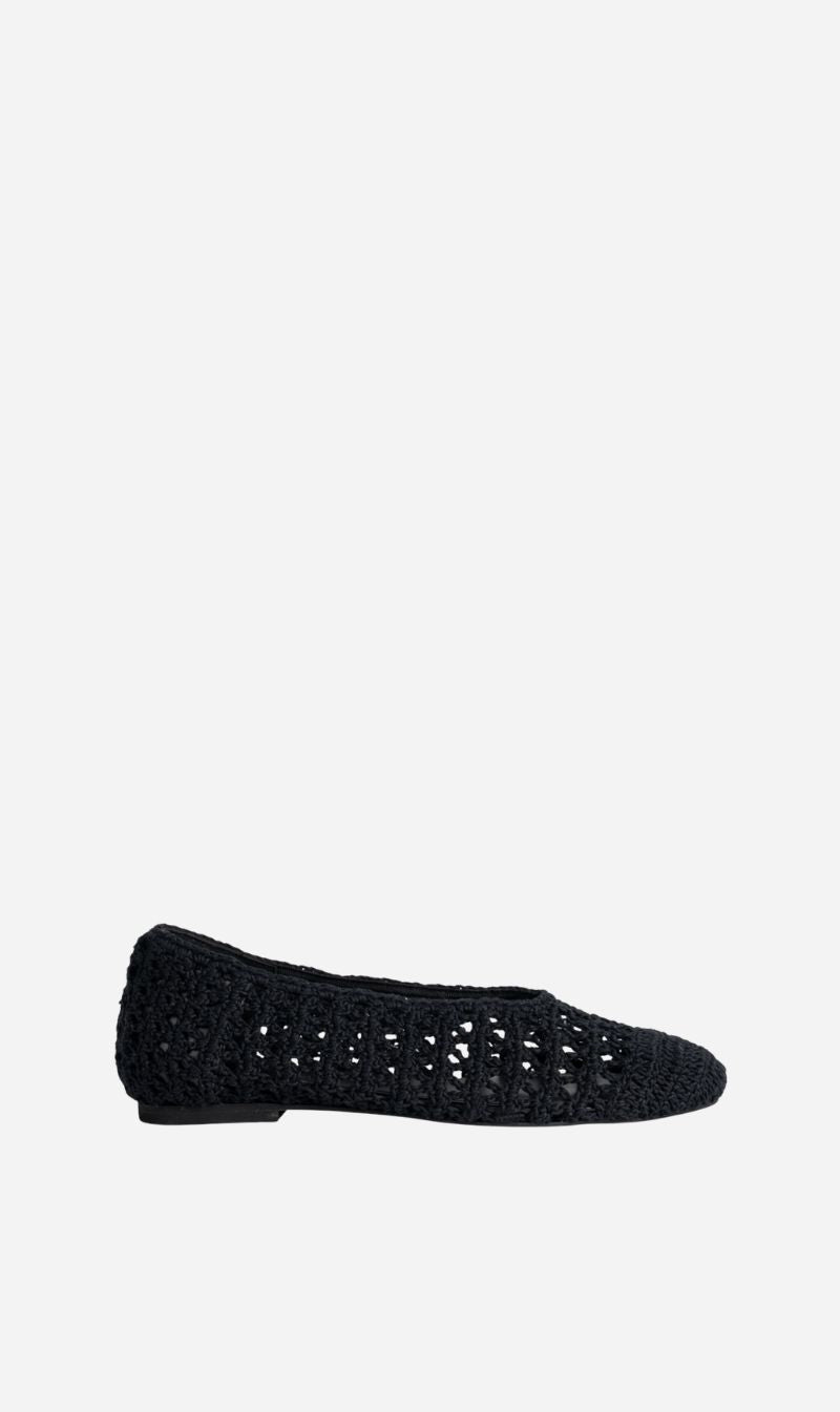 La Tribe | Crochet Ballet Flat - Black