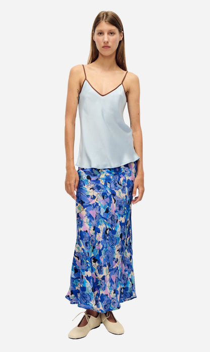 Silk Laundry | Long Bias Cut Skirt - Cornflower Floral