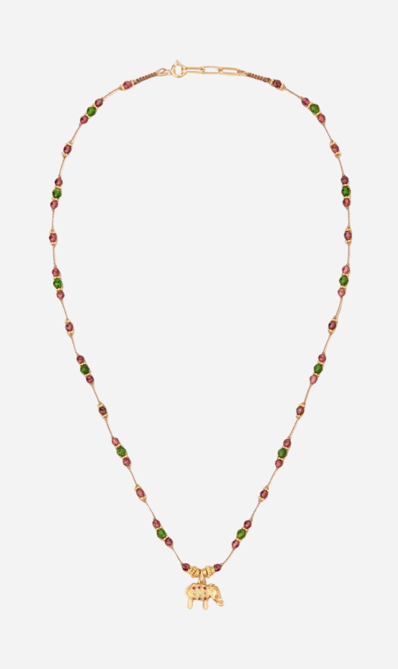 Tityaravy | Gaja Sautoir Necklace - Diopside & Rhodolite Garnet