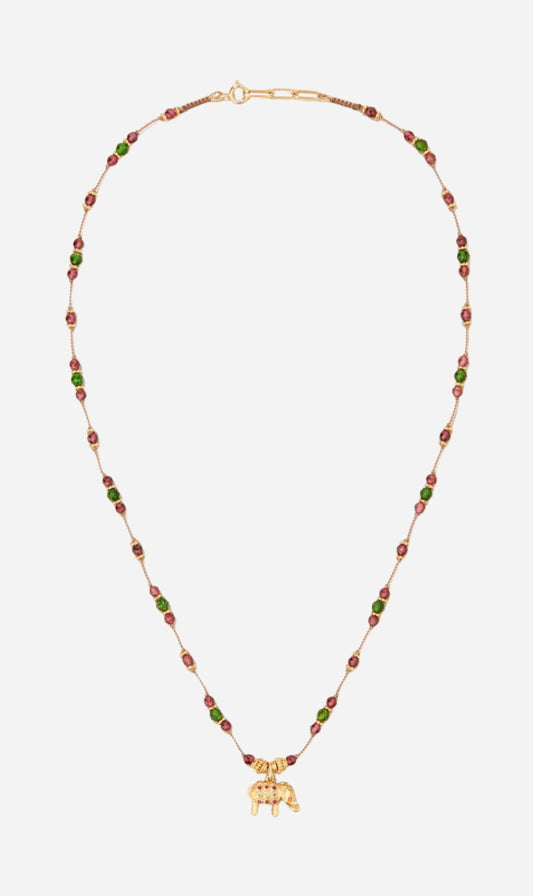 Tityaravy | Gaja Sautoir Necklace - Diopside & Rhodolite Garnet
