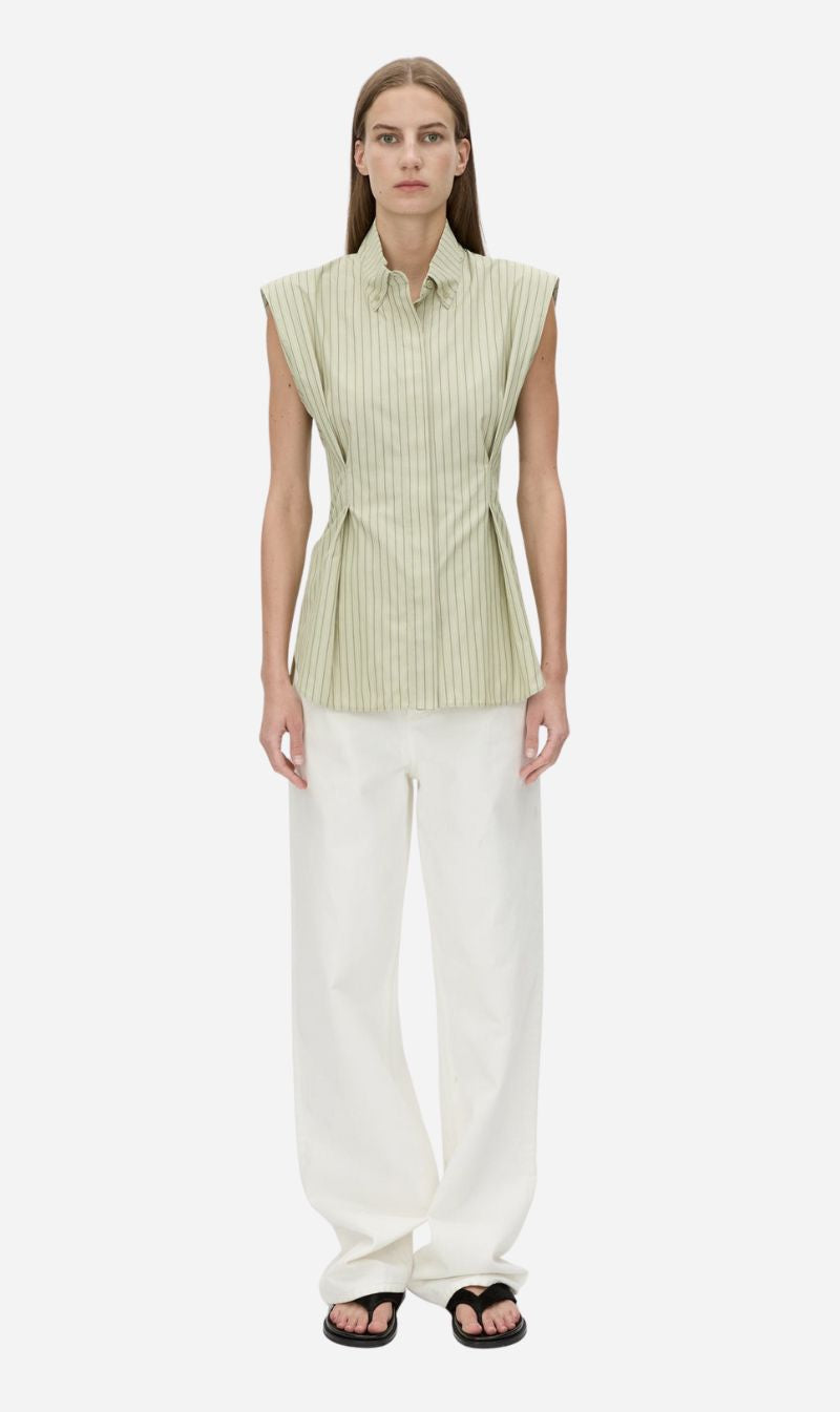 Camilla and Marc | Pico Shirt - Multi Olive Stripe
