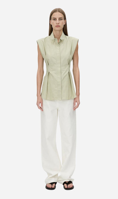 Camilla and Marc | Pico Shirt - Multi Olive Stripe