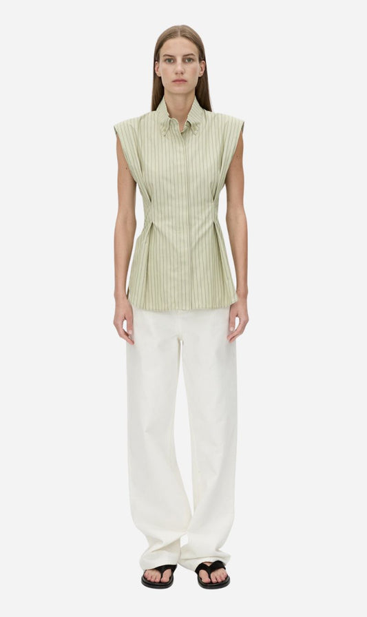 Camilla and Marc | Pico Shirt - Multi Olive Stripe