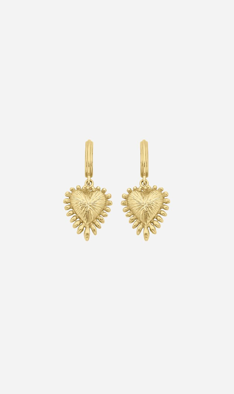 Zoe & Morgan | Mini Heart Rays Earrings - Gold