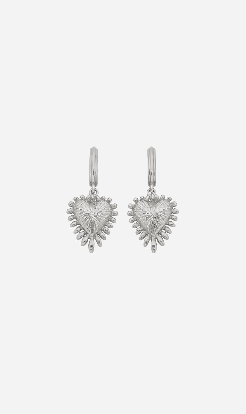 Zoe & Morgan | Mini Heart Rays Earrings - Silver