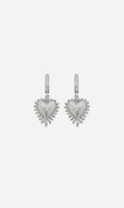Zoe & Morgan | Mini Heart Rays Earrings - Silver