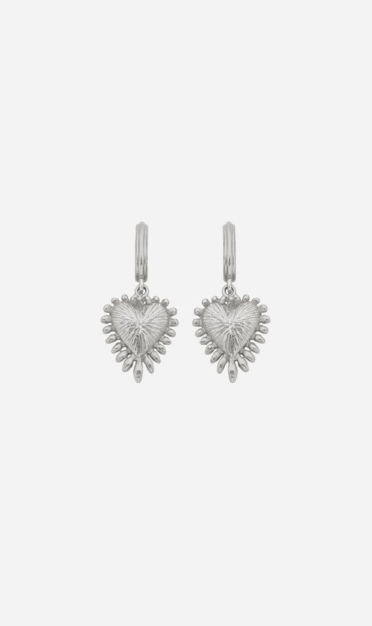 Zoe & Morgan | Mini Heart Rays Earrings - Silver