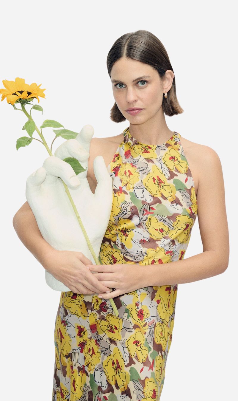 Silk Laundry | High Low Dress - Sunflower Floral