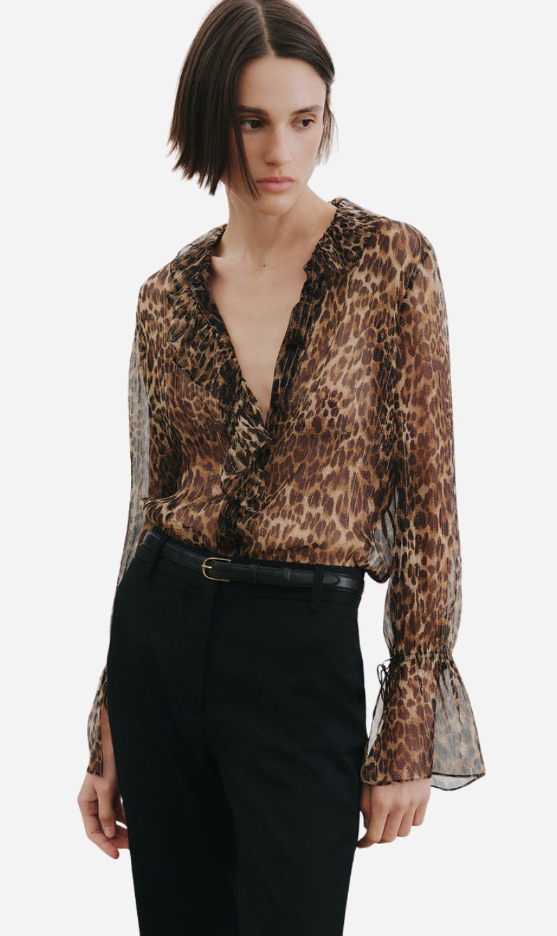 Nili Lotan | Cecily Shirt - Lurex Leopard