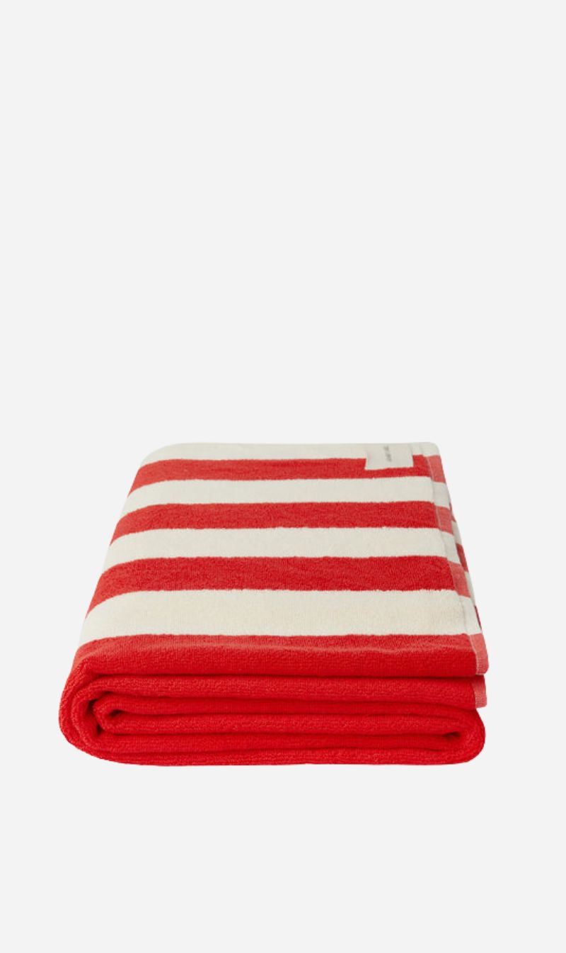 Assembly Label | Signature Stripe Beach Towel - Chilli/Cream