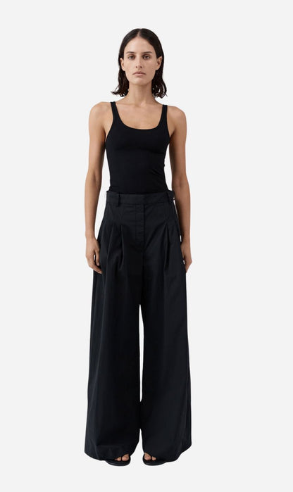 St Agni | Soft Jersey Slim Scoop Tank - Jet Black