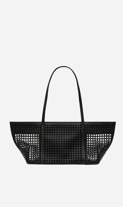 St Agni | Perforated Slim Bateau Tote - Black