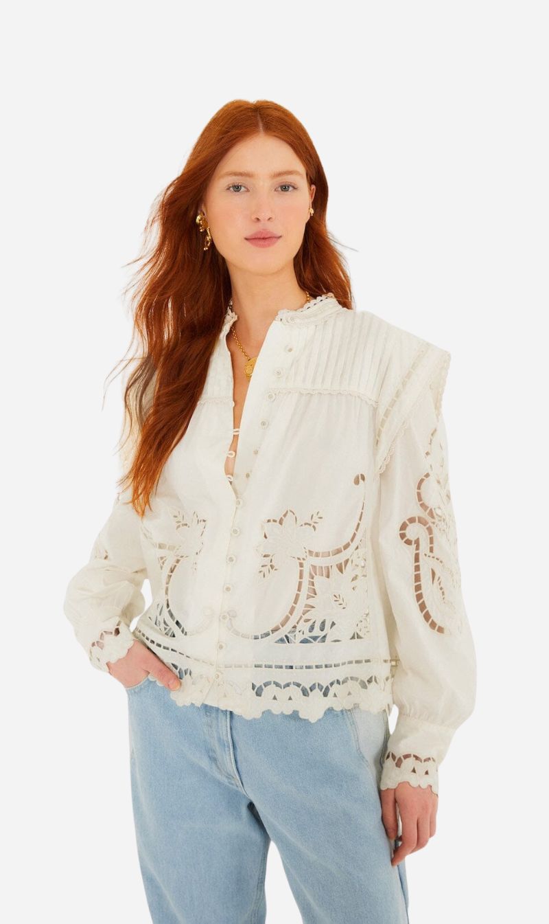 Farm Rio | Blouse - Off White Richilieu