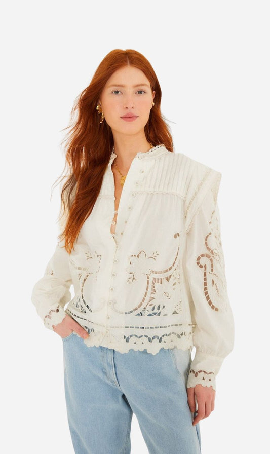 Farm Rio | Blouse - Off White Richilieu