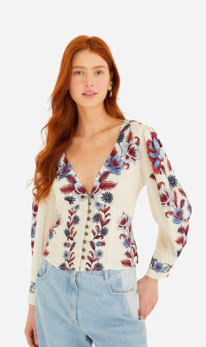 Farm Rio | Long Sleeve Blouse - Malu Winter White