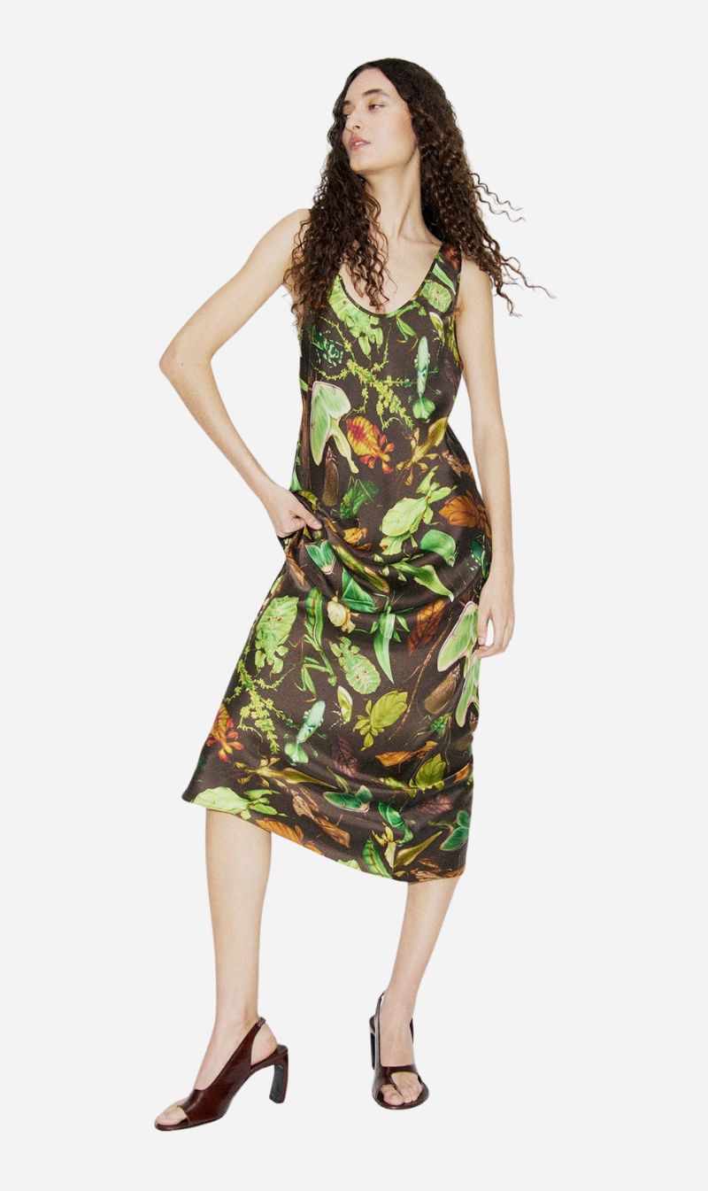 Silk Laundry | Scoop Neck Dress - Bug Camo