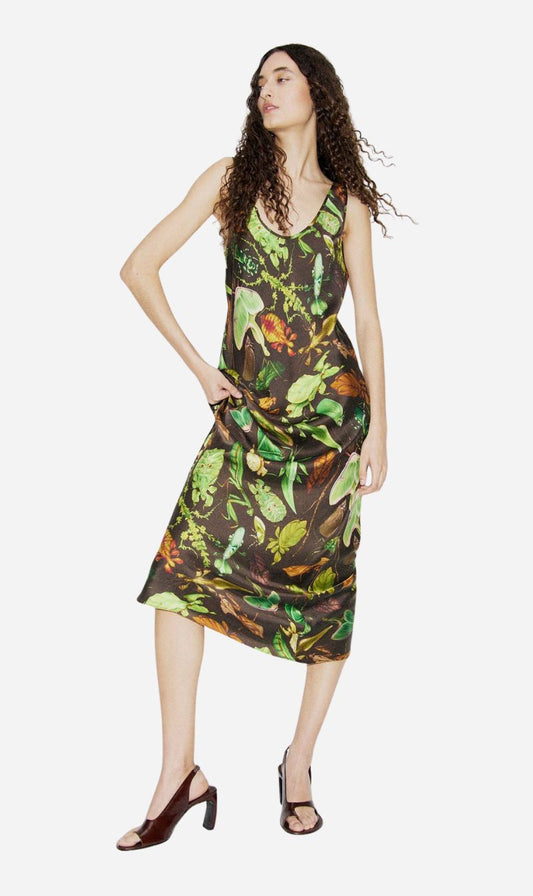 Silk Laundry | Scoop Neck Dress - Bug Camo