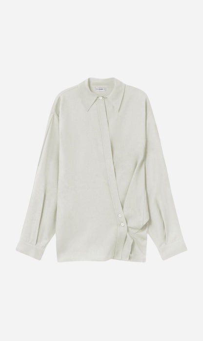Silk Laundry | Wool Silk Cross Over Shirt - Off White