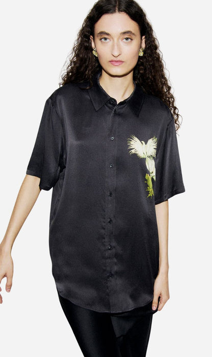 Silk Laundry | Short Sleeve Boyfriend Shirt - Egret