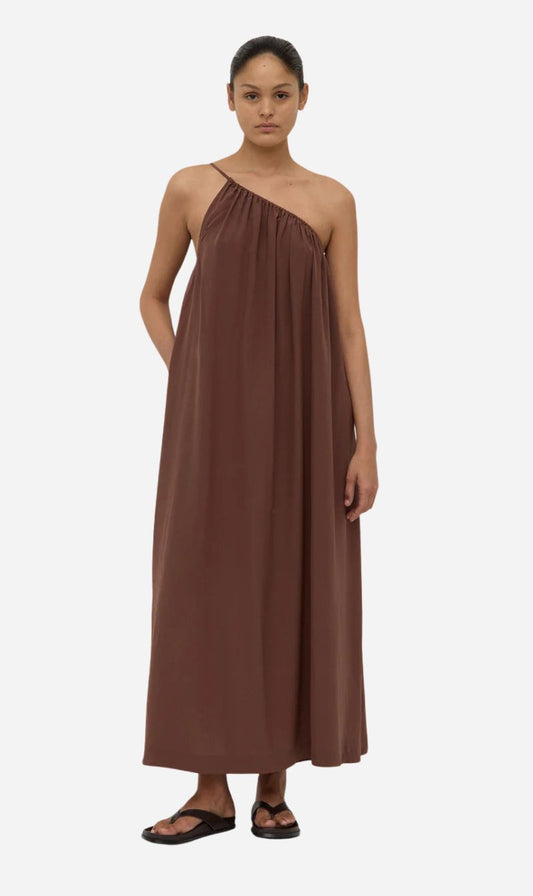 Assembly Label | Mila Asymmetrical Maxi Dress - Espresso