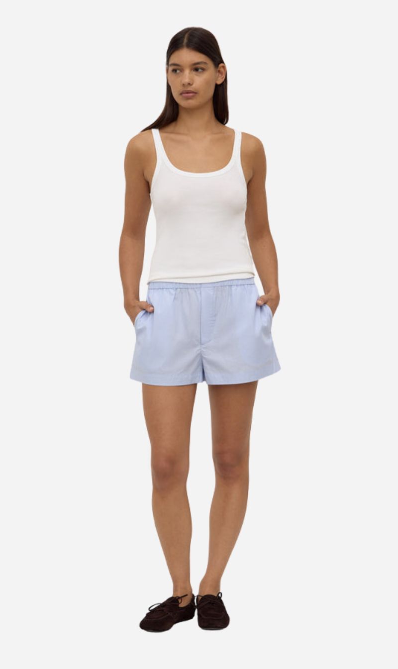 Assembly Label | Havana Stripe Poplin Short - Blue White