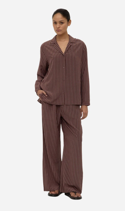 Assembly Label | Zayla Silk Stripe Pant - Cream/Espresso