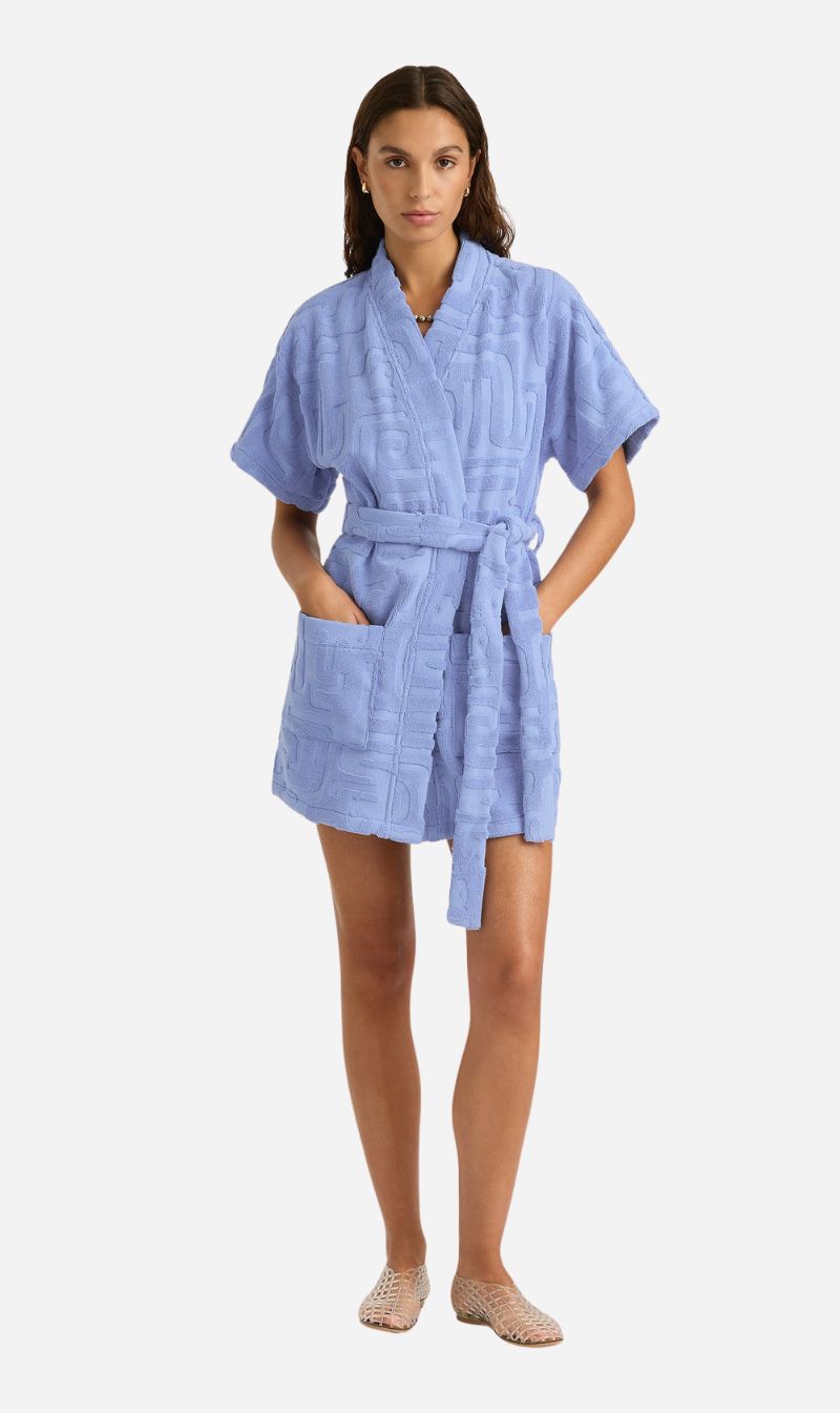 Soleil Soleil | Towelling Mini Robe - Kin Cornflower
