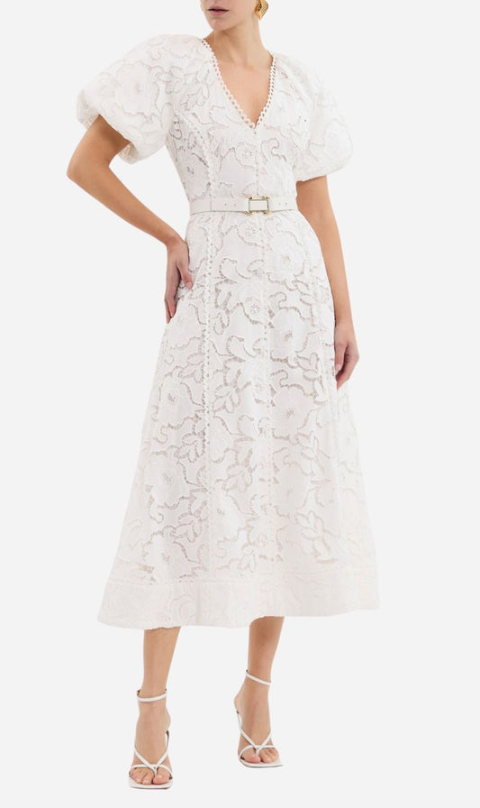 Rebecca Vallance | Ginger Puff Sleeve Midi - Ivory