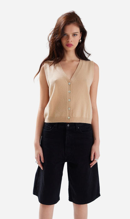 Crush | Jada Button Up Tank - Biscotti